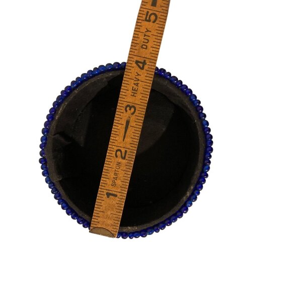 Blue Beaded Trinket Box With Turquoise Mosaic Top - Picture 8 of 9